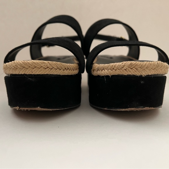 Black suede sling back platform with jute trim - Picture 10 of 12